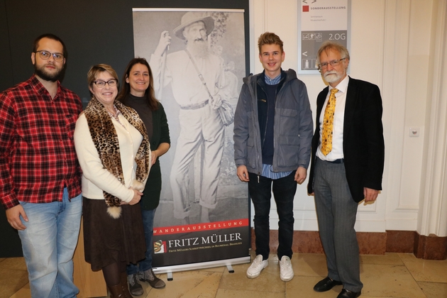 Werner Mees, Anna Maria Ferdinand Moares, Dr. Katharina Schmidt-Loske, Max Hessel, Prof. Dr. Wolfgang Wägele (vlnr) bei der Eröffnung.