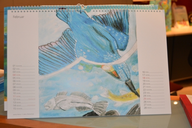 Kalenderblatt mit prachtvollem, blauen Eisvogel