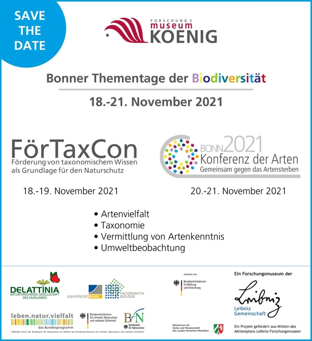 Safe the date Bonner Thementage der Biodiversität vom 18. -21. November 2021
