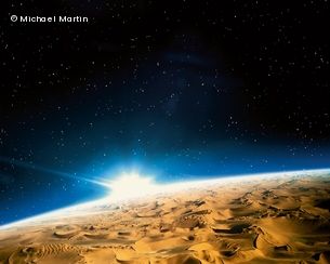 Weltkugel, Wüste , Sonne