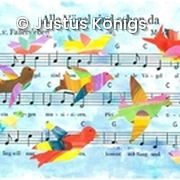 Gemaltes Kinderbild, alle Vögel sind schon da Liedtext & Vögel