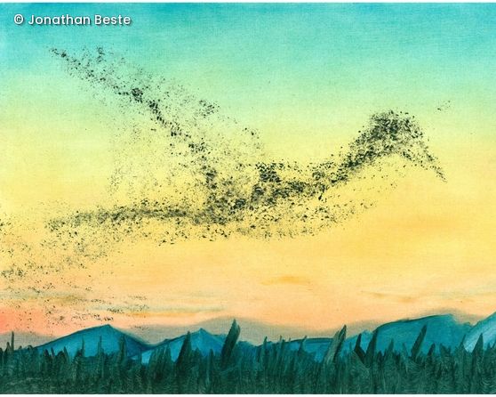 Gemalter Vogelschwarm