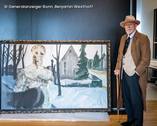 Malers Markus Lüpertz vor seinem Werk