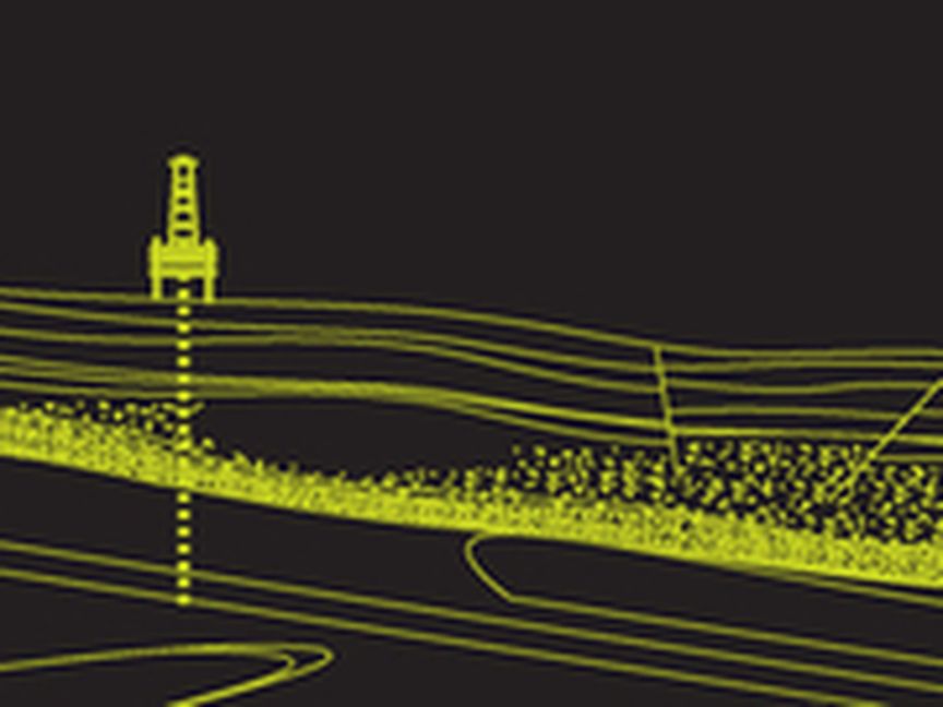 Illustration, gelbe Linien auf schwarzem Hintergrund